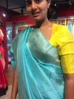 Blue Dola Silk Saree with Antique Zari Weaves - Image 4