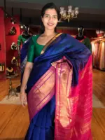 Royal Blue Mangalagiri Silk Saree with Kanchi Silk Border