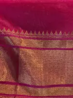 Royal Blue Mangalagiri Silk Saree with Kanchi Silk Border - Image 6