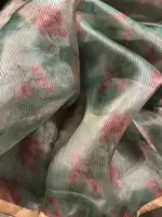 Sea Green Printed Tissue Silk Saree highlighted with Gold Piping (Copy) - Image 7