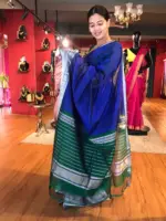 Royal Blue Mangalagiri Silk Saree with Kanchi Silk Border - Image 3
