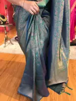 Hunter Green Banarasi Silk Saree with Beautiful Gold Zari Weaves - Image 4