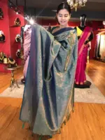 Hunter Green Banarasi Silk Saree with Beautiful Gold Zari Weaves - Image 3