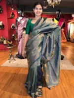 Hunter Green Banarasi Silk Saree with Beautiful Gold Zari Weaves - Image 2
