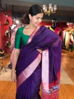 Purple Mangalagiri Silk Saree with Kanchi Silk Border