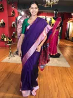 Purple Mangalagiri Silk Saree with Kanchi Silk Border - Image 5