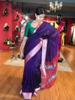 Purple Mangalagiri Silk Saree with Kanchi Silk Border - Image 3