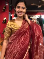 Maroon Organza Silk Saree with Pure Resham Silk Zari Weaves
