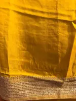 Mustard Yellow Organza Silk Saree with Sequins Embroidered Border - Image 6