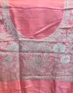 Red Organza Saree with Gold Zari Buttis - Image 5