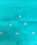 Ocean Blue Dola Silk Saree with Beautiful Hand Embroidery - Image 7