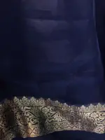 Navyblue Organza Silk Saree with Gold Zari Weaves highlighted with Sequins Embroidery - Image 6