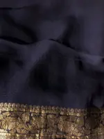 Navyblue Banarasi Silk Saree in Georgette adorned with Gold Zari Weaves - Image 6