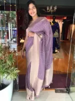 Lilac Banarasi Georgette Silk Saree highlighted with Zari Buttas - Image 3