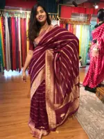 Maroon Banarasi Silk Saree in Georgette highlighted with Pichwai Weaves - Image 2