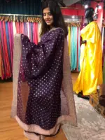 Purple Organza Silk Saree with Sequins Embroidered Border - Image 3