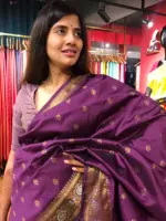 Purple Banarasi Silk Saree highlighted with Gold Weaves - Image 5