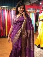 Purple Banarasi Silk Saree highlighted with Gold Weaves - Image 2