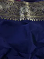 Navyblue Banarasi Silk Saree with Beautiful Meenakari Weaves in Vanasingaram Design - Image 7