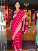 Pink Banarasi Silk Saree in Georgette highlighted with Pichwai Weaves - Image 5