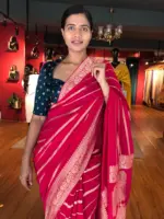Pink Banarasi Silk Saree in Georgette highlighted with Pichwai Weaves - Image 6