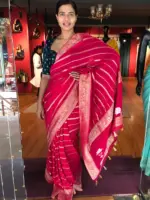 Pink Banarasi Silk Saree in Georgette highlighted with Pichwai Weaves - Image 2
