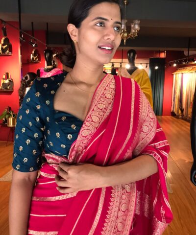 Ocean Blue Chinnon Silk Blouse