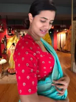 Red Chinnon Silk Blouse - Image 3
