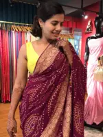 Maroon Banarasi Silk Saree in Georgette highlighted with Bandhani Weaves - Image 5