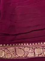Maroon Banarasi Silk Saree in Georgette highlighted with Bandhani Weaves - Image 8