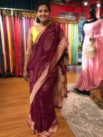 Maroon Banarasi Silk Saree in Georgette highlighted with Bandhani Weaves - Image 7