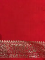 Red Banarasi Silk Saree highlighted with Leheriya Weaves - Image 6
