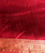 Maroon Muga Silk Saree with Beautiful Meenakari Weaves highlighted with Gold Zari - Image 6