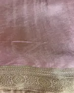 Pink Muga Silk Saree with Beautiful Meenakari Weaves highlighted with Gold Zari - Image 8