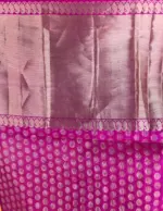 Onion Pink Organza Silk Saree highlighted with Kanchi Zari Border - Image 10