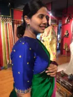 Royal Blue Hand Embroidered Raw Silk Blouse