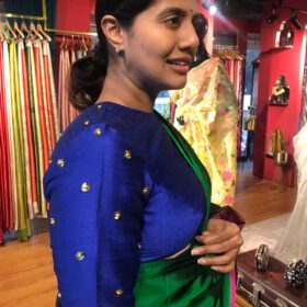 Royal Blue Hand Embroidered Raw Silk Blouse