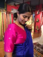 Rani Pink Hand Embroidered Raw Silk Blouse - Image 4