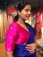 Rani Pink Hand Embroidered Raw Silk Blouse - Image 3