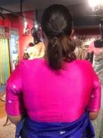 Rani Pink Hand Embroidered Raw Silk Blouse - Image 2