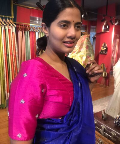 Rani Pink Hand Embroidered Raw Silk Blouse