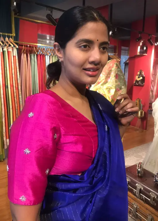 Rani Pink Hand Embroidered Raw Silk Blouse
