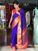 Violet Mangalagiri Silk Saree with Kanchi Silk Border - Image 4