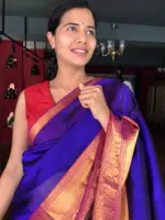 Violet Mangalagiri Silk Saree with Kanchi Silk Border