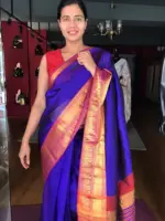 Violet Mangalagiri Silk Saree with Kanchi Silk Border - Image 5