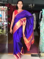 Violet Mangalagiri Silk Saree with Kanchi Silk Border - Image 2