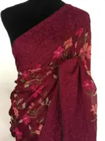 Maroon Designer Saree highlighted Cross Stitch Embroidery