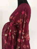 Maroon Designer Saree highlighted Cross Stitch Embroidery - Image 3