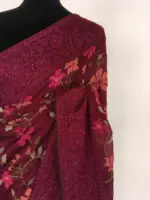 Maroon Designer Saree highlighted Cross Stitch Embroidery - Image 4