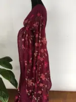 Maroon Designer Saree highlighted Cross Stitch Embroidery - Image 2
